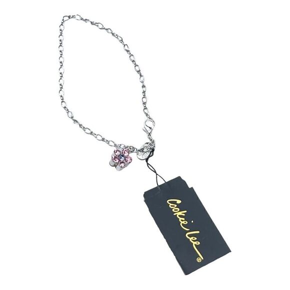 NWT Cookie Lee Australian Crystal Silvertone Pink & Purple Flower Bracelet - Picture 4 of 5